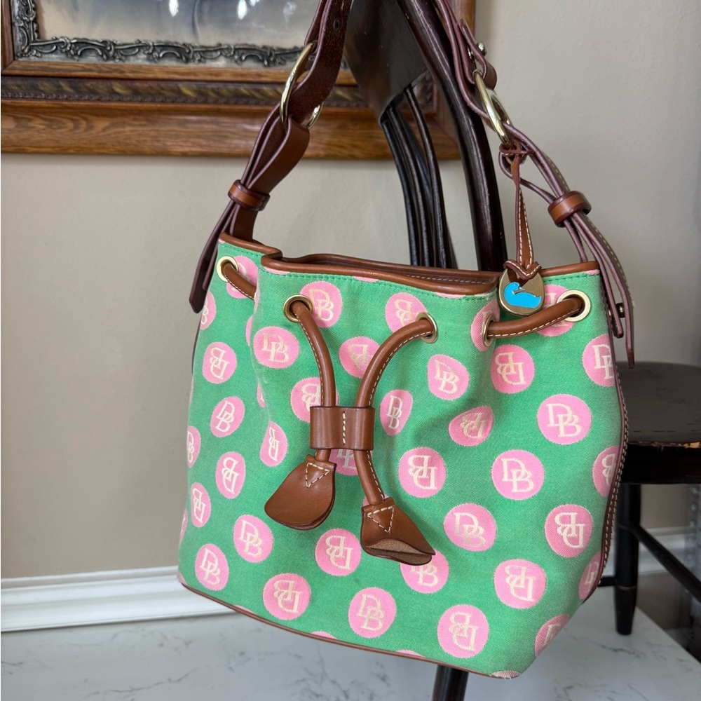 Dooney & Bourke Green and Pink Shoulder Bag